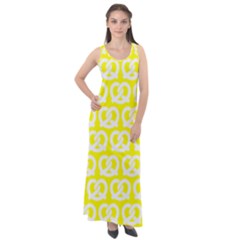 Yellow Pretzel Illustrations Pattern Sleeveless Velour Maxi Dress by GardenOfOphir