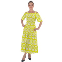 Yellow Pretzel Illustrations Pattern Shoulder Straps Boho Maxi Dress  by GardenOfOphir