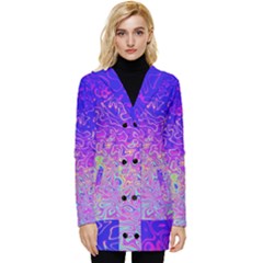 Psychedelic Retrovintage Colorful Button Up Hooded Coat  by Semog4