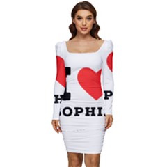 I Love Sophia Women Long Sleeve Ruched Stretch Jersey Dress by ilovewhateva