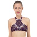 Rosette Kaleidoscope Mosaic Abstract Background High Neck Bikini Top View1