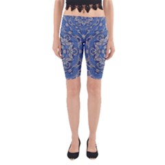 Mandala Rosette Kaleidoscope Abstract Background Yoga Cropped Leggings by Jancukart