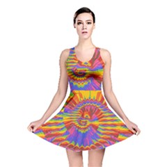 Colorful Spiral Abstract Swirl Twirl Art Pattern Reversible Skater Dress by Jancukart