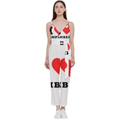 I Love Amber V-neck Spaghetti Strap Tie Front Jumpsuit by ilovewhateva