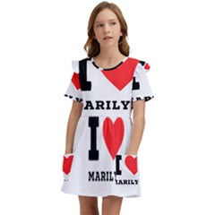 I Love Marilyn Kids  Frilly Sleeves Pocket Dress by ilovewhateva