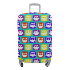 Colorful Whimsical Owl Pattern Luggage Cover (small) by GardenOfOphir