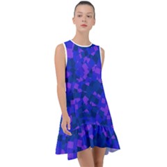 Cold Colorful Geometric Abstract Pattern Frill Swing Dress by dflcprintsclothing