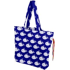 Cute Whale Illustration Pattern Drawstring Tote Bag by GardenOfOphir