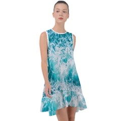 Tropical Blue Ocean Wave Frill Swing Dress by Jack14