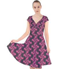 Candy Illustration Pattern Cap Sleeve Front Wrap Midi Dress by GardenOfOphir