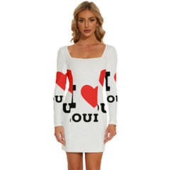 I Love Louis Long Sleeve Square Neck Bodycon Velvet Dress by ilovewhateva