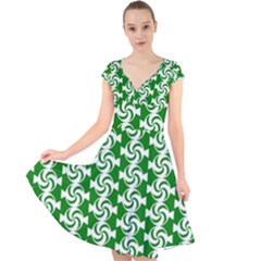 Candy Illustration Pattern Cap Sleeve Front Wrap Midi Dress by GardenOfOphir