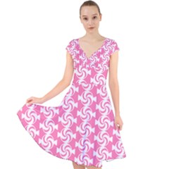 Cute Candy Illustration Pattern For Kids And Kids At Heart Cap Sleeve Front Wrap Midi Dress by GardenOfOphir