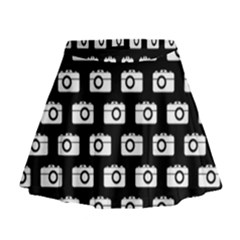 Modern Chic Vector Camera Illustration Pattern Mini Flare Skirt by GardenOfOphir