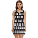 Modern Chic Vector Camera Illustration Pattern Tiered Sleeveless Mini Dress View1