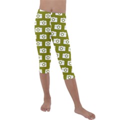 Modern Chic Vector Camera Illustration Pattern Kids  Lightweight Velour Capri Leggings  by GardenOfOphir