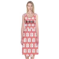 Modern Chic Vector Camera Illustration Pattern Midi Sleeveless Dress by GardenOfOphir