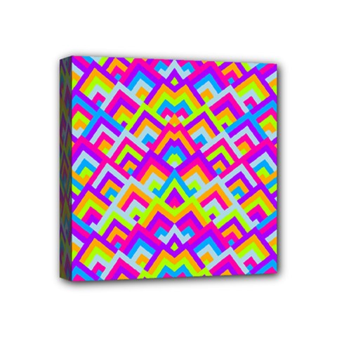 Colorful Trendy Chic Modern Chevron Pattern Mini Canvas 4  X 4  (stretched) by GardenOfOphir