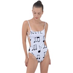 Music Is The Answer Phrase Concept Graphic Tie Strap One Piece Swimsuit by dflcprintsclothing