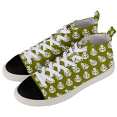 Ladybug Vector Geometric Tile Pattern Men s Mid-top Canvas Sneakers by GardenOfOphir