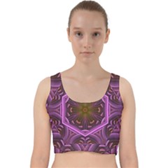 Rosette Mosaic Kaleidoscope Abstract Background Velvet Racer Back Crop Top by Jancukart