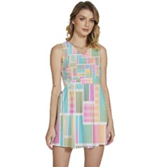 Color-blocks Sleeveless High Waist Mini Dress by nateshop