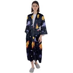 Cosmos Maxi Satin Kimono by nateshop