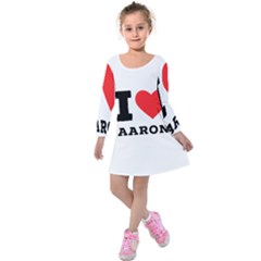 I Love Aaron Kids  Long Sleeve Velvet Dress by ilovewhateva