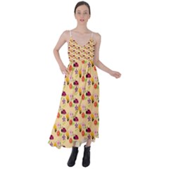 Colorful Ladybug Bess And Flowers Pattern Tie Back Maxi Dress by GardenOfOphir