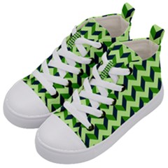 Modern Retro Chevron Patchwork Pattern Kids  Mid-top Canvas Sneakers by GardenOfOphir