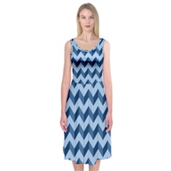 Modern Retro Chevron Patchwork Pattern Midi Sleeveless Dress by GardenOfOphir