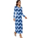 Modern Retro Chevron Patchwork Pattern Long Sleeve Longline Maxi Dress View3