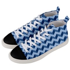 Modern Retro Chevron Patchwork Pattern Men s Mid-top Canvas Sneakers by GardenOfOphir