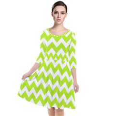 Chevron Pattern Gifts Quarter Sleeve Waist Band Dress by GardenOfOphir