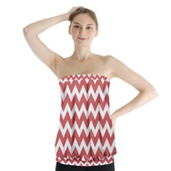 Coral Chevron Pattern Gifts Strapless Top by GardenOfOphir