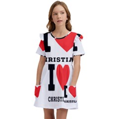 I Love Christian Kids  Frilly Sleeves Pocket Dress by ilovewhateva