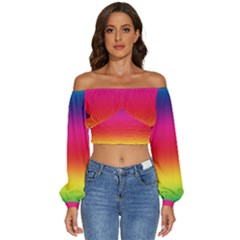 Spectrum Long Sleeve Crinkled Weave Crop Top by nateshop