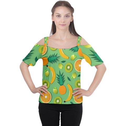 Fruit Tropical Pattern Design Art Cutout Shoulder Tee by danenraven