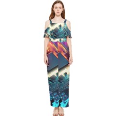 Ai Generated Motherboard City Technology Tech Cpu Draped Sleeveless Chiffon Jumpsuit by Jancukart