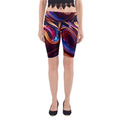 Ai Generated Waves Splash Liquid Paint Wall Yoga Cropped Leggings by Jancukart