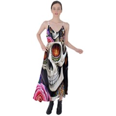 Sugar Skull Tie Back Maxi Dress by GardenOfOphir