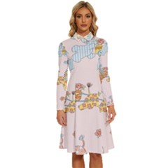 Mohanad Fa Long Sleeve Shirt Collar A-line Dress by mohanadfa