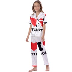 I Love Justin Kids  Satin Short Sleeve Pajamas Set by ilovewhateva