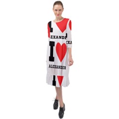 I Love Alexander Ruffle End Midi Chiffon Dress by ilovewhateva