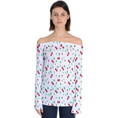 Cherries Off Shoulder Long Sleeve Top by nateshop