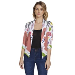 Flowers-101 Women s Draped Front 3/4 Sleeve Shawl Collar Jacket by nateshop