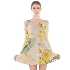 Flowers-104 Long Sleeve Velvet Skater Dress by nateshop