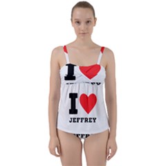 I Love Jeffrey Twist Front Tankini Set by ilovewhateva