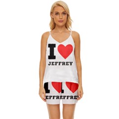 I Love Jeffrey V-neck Satin Pajamas Set by ilovewhateva