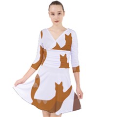 Animal Cat Pet Feline Mammal Quarter Sleeve Front Wrap Dress by Semog4